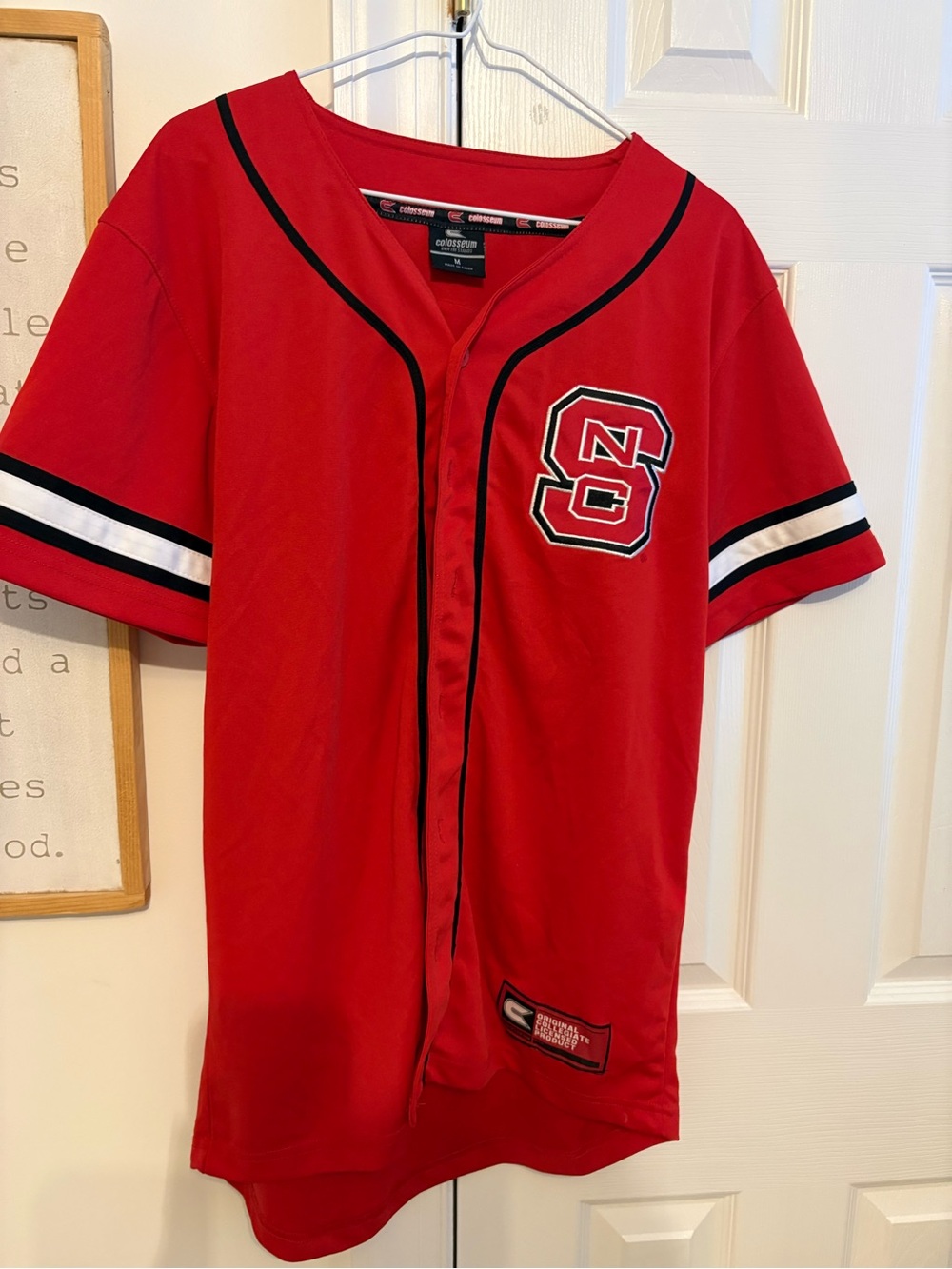 Red NC State Baseball Jersey Size M